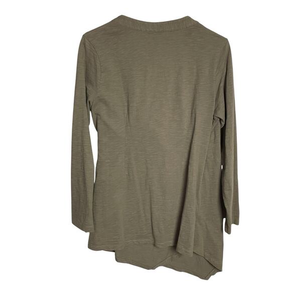 Soft Surroundings Wrap Tunic Top Womens S Gray Cotton Button Detail Asymmetrical - Picture 2 of 7